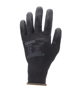 Gants polyester noir, paume end.PU noir T8 (M) - Coverguard