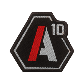 Patch A10 brodé blanc/rouge sur tissu noir - A10 Equipement