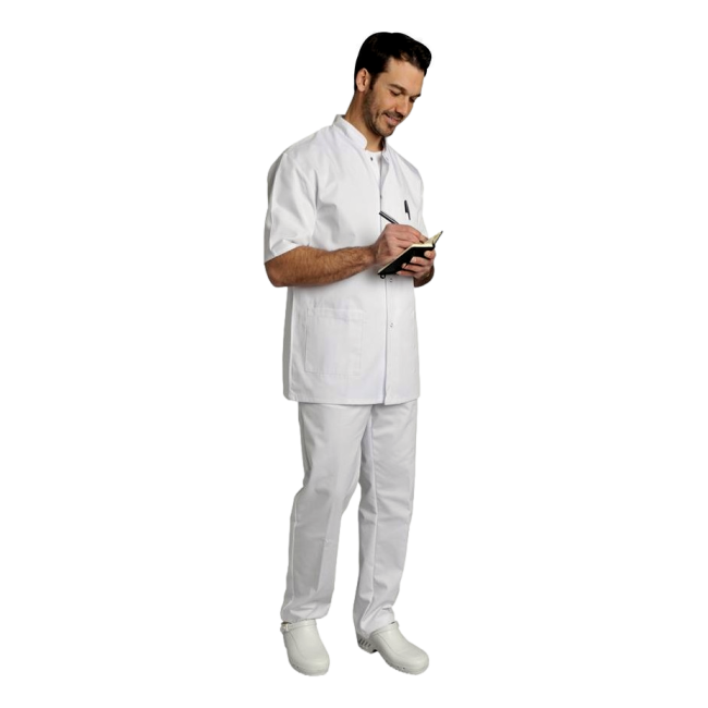 Tunique homme manches courtes coton Denis Blanc - SNV