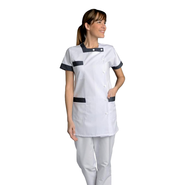 Tunique femme manches courtes Berny Blanc et gris - SNV