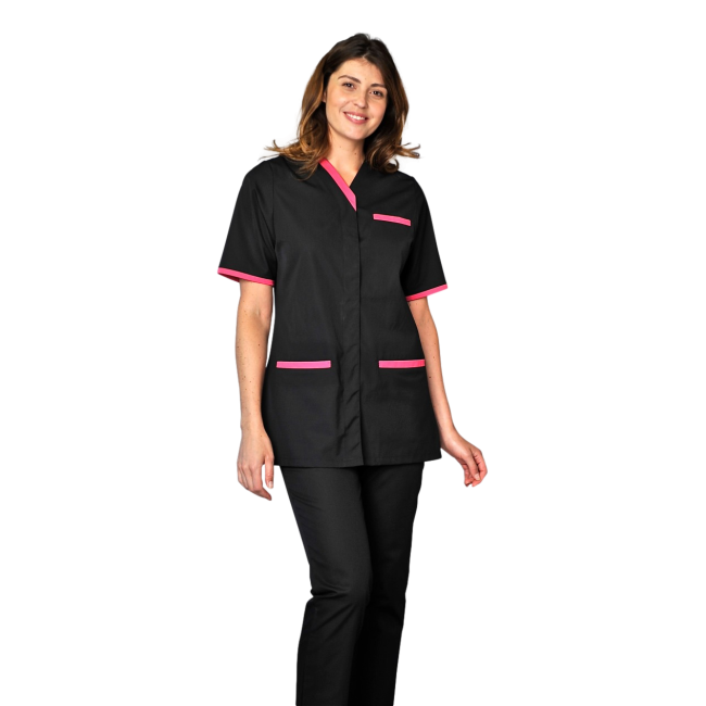 Tunique femme manches courtes Suzie Noir et fuchsia - SNV