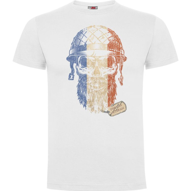 T-SHIRT 100% KATOEN FRENCH VETERAN WIT - ARMY DESIGN BY SUMMIT OUTDOOR - Goede staat - MS - Gebruikt