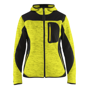 Veste tricotée à capuche femme Jaune fluo et noir - Blaklader