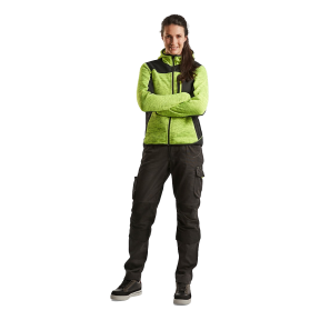 Gebreide hoodie vest voor dames Fluor geel en zwart - Blaklader