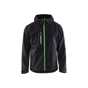 Softshell Jas met Capuchon Zwart/Groen - Blaklader
