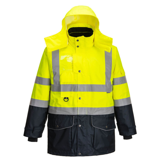 Parka wysokiej widoczności 7 w 1 Traffic Contrast Żółta/Granatowa - Portwest