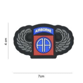 Patch 3D PVC 82nd Airborne silver wings - 101 Inc