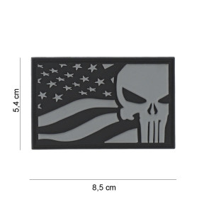 Patch 3D PVC Punisher USa flag grey - 101 Inc