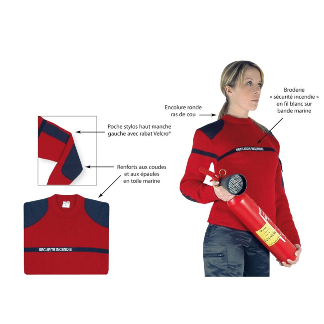 Pullover mit marineblauer Streifen für Brandschutz