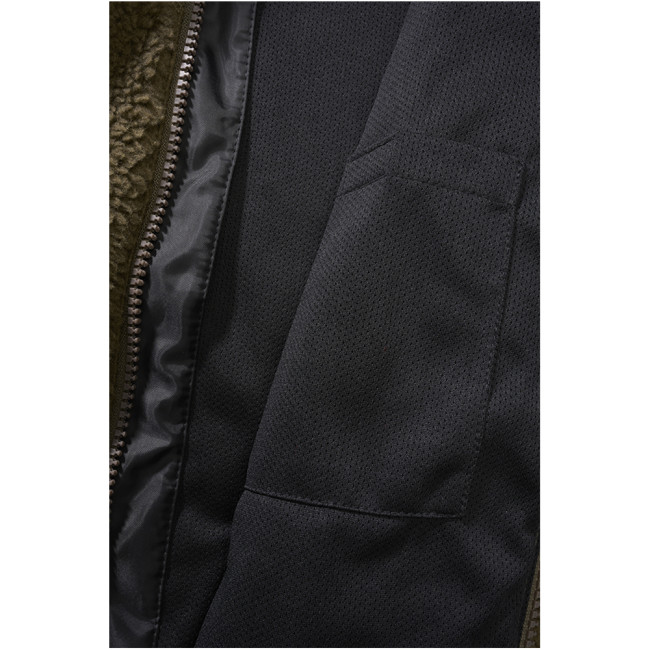 Olivgrüne Damen-Fleecejacke mit Kapuze - Brandit