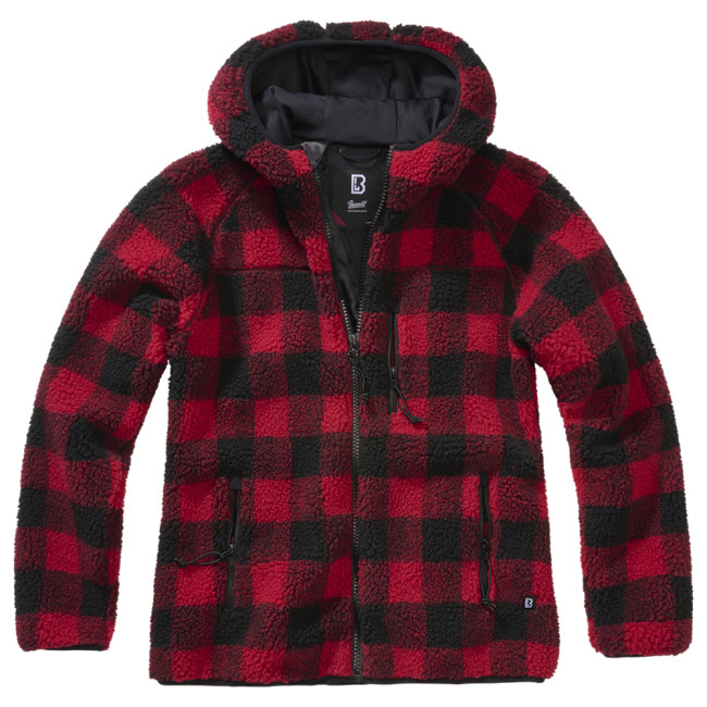 Damen Fleecejacke mit Kapuze rot/schwarz - Brandit