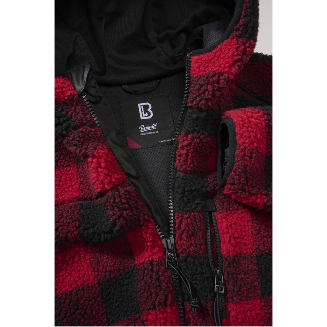 Dames fleece vest met capuchon rood/zwart - Brandit