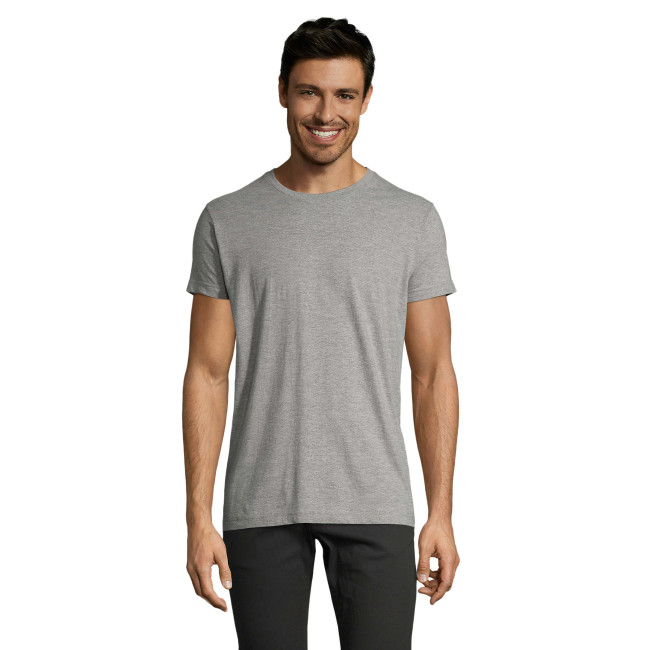 T-shirt heren ronde hals getailleerd Impérial Fit grijs gemêleerd - Sol's