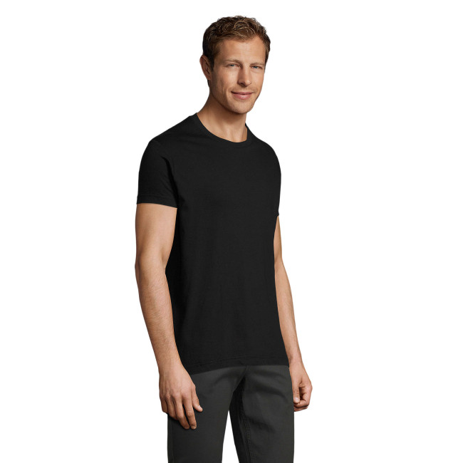 T-shirt heren Regent Fit ronde hals getailleerd zwart - Sol's