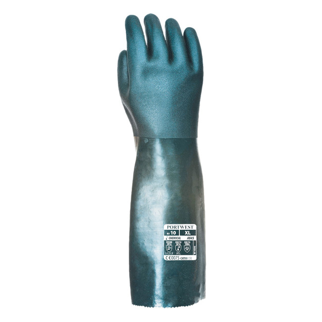 PVC handschoenen 45 cm dubbel gedompeld groen XL - Portwest
