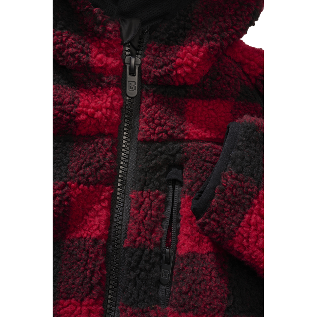 Kinder fleece jas met capuchon rood/zwart - Brandit