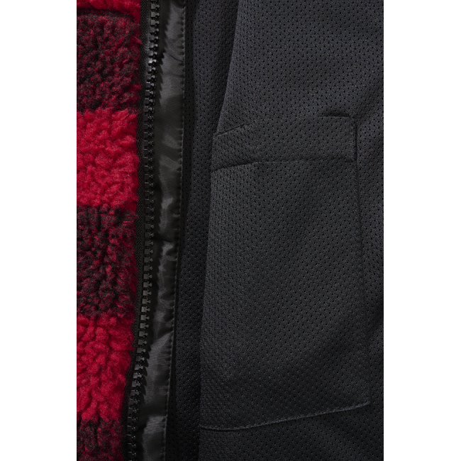 Kinder Fleecejacke mit Kapuze rot/schwarz - Brandit