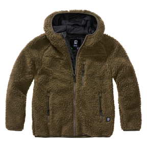 Kinder Fleecejacke mit Kapuze olivgrün - Brandit
