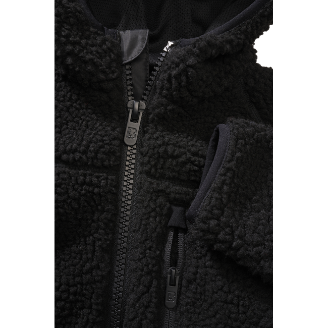 Kinder fleece jas met capuchon zwart - Brandit
