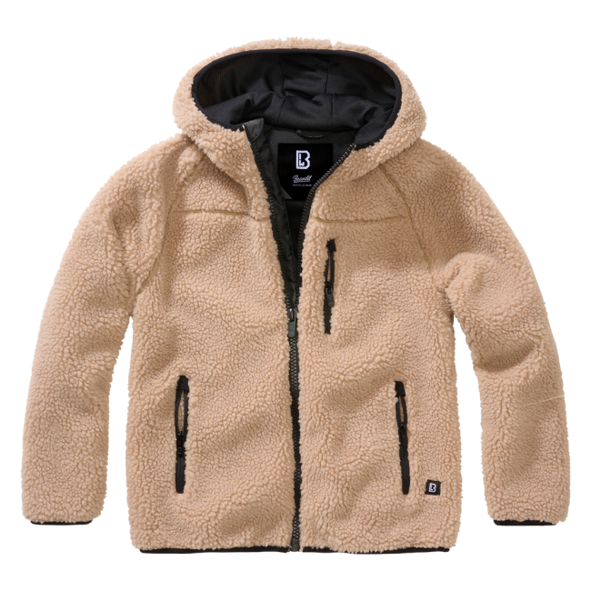Kinder fleece jas met capuchon camel - Brandit