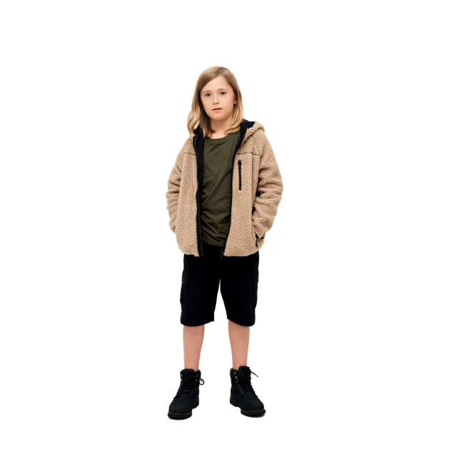 Kinder fleece jas met capuchon camel - Brandit