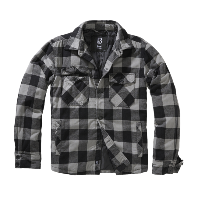 Veste en flanelle matelassée noir/gris - Brandit