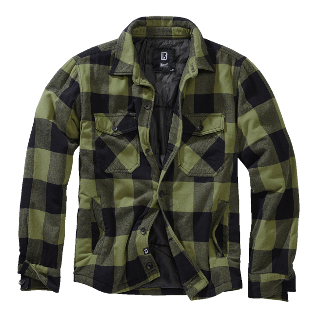 Gesteppte Flanelljacke schwarz/oliv - Brandit