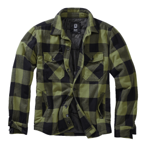 Veste en flanelle matelassée noir/olive - Brandit