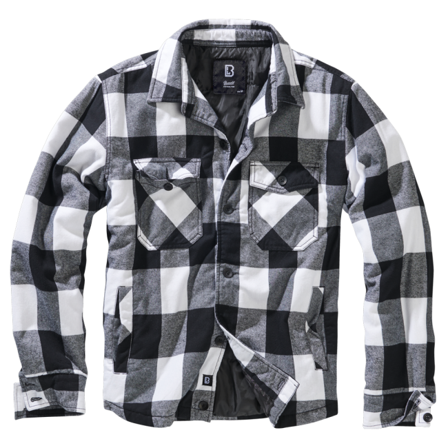 Gesteppte Flanelljacke weiß/schwarz - Brandit