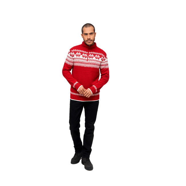 Sweter norweski na zamek czerwony - Brandit