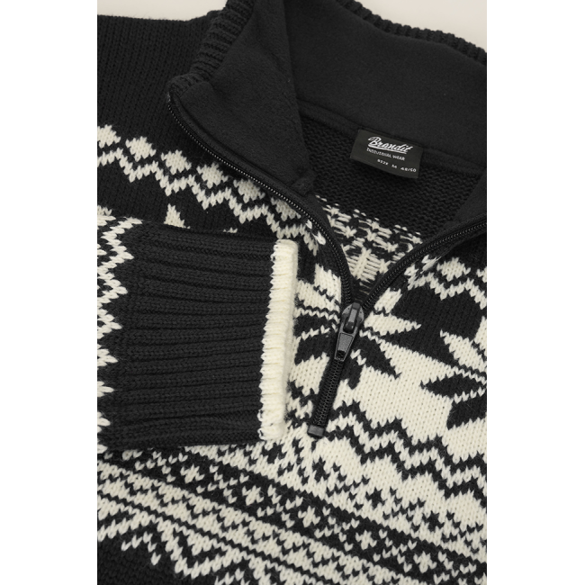 Sweter norweski na zamek czarny - Brandit