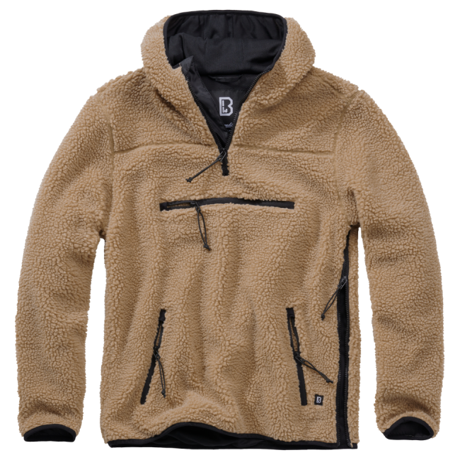 Fleece-Kapuzenpullover mit Reißverschluss camel - Brandit