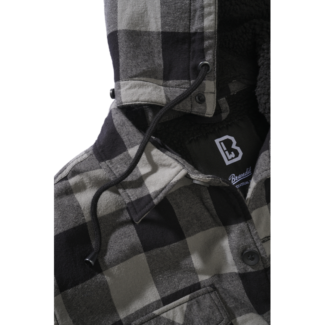 Kapuzenjacke mit Karomuster schwarz/grau - Brandit