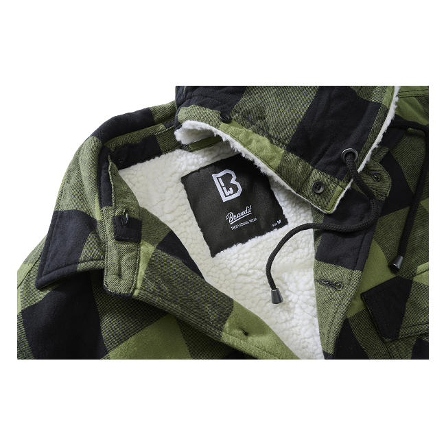 Geruit vest met capuchon zwart/olijf - Brandit