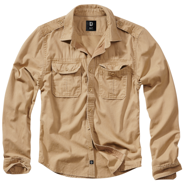 Chemise Vintage Longsleeve Military Style Camel - Brandit