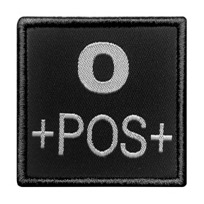 Patch bloedgroep O+ geborduurd op stof - Zwart - A10 Equipment