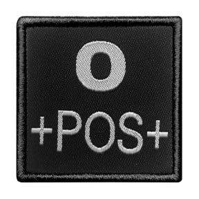 Patch bloedgroep O+ geborduurd op stof - Zwart - A10 Equipment