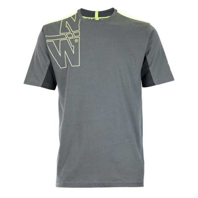 Werk T-shirt korte mouwen Peter antraciet/fluorgeel - North Ways