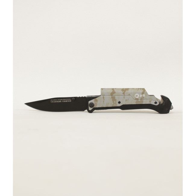 Nóż kieszonkowy silex i latarka Digital Camo - K25