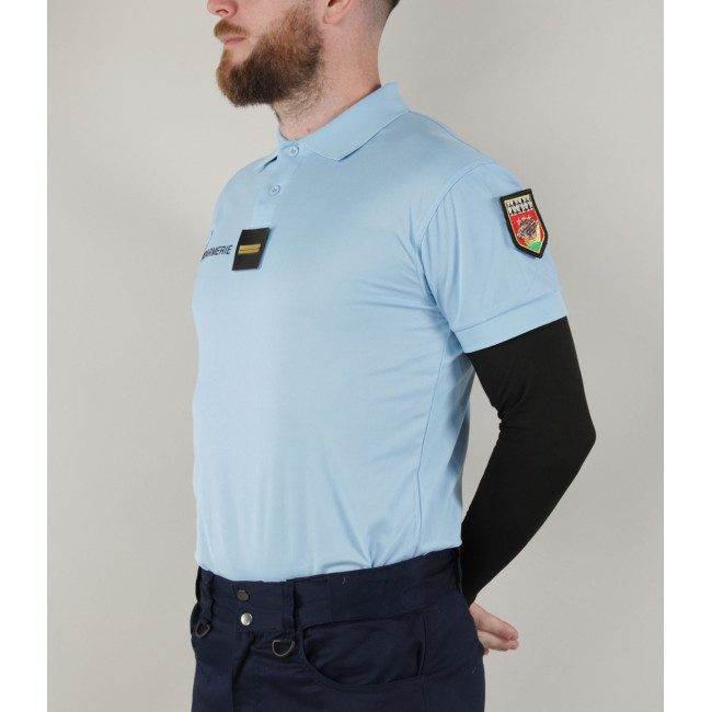 Atmungsaktives Poloshirt Gendarmerie Blau + Klettverschlüsse - Patrol