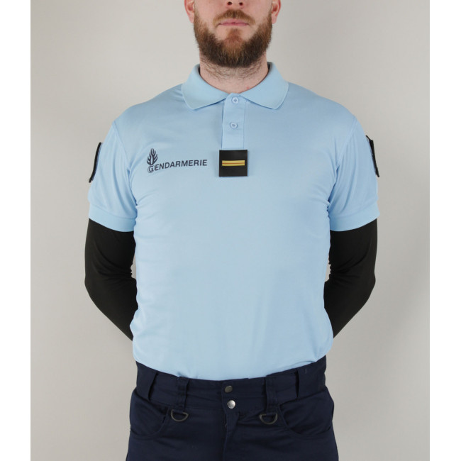 Atmungsaktives Poloshirt Gendarmerie Blau + Klettverschlüsse - Patrol