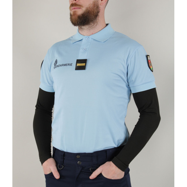 Atmungsaktives Poloshirt Gendarmerie Blau + Klettverschlüsse - Patrol