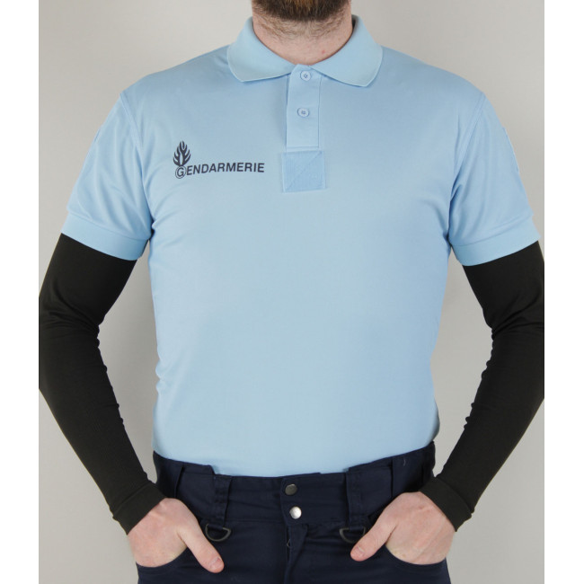 Atmungsaktives Poloshirt Gendarmerie Blau + Klettverschlüsse - Patrol