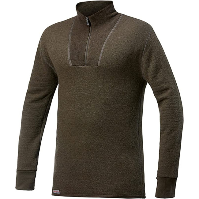 T-shirt lange mouwen met rits Turtleneck 400 Dennegroen - Woolpower