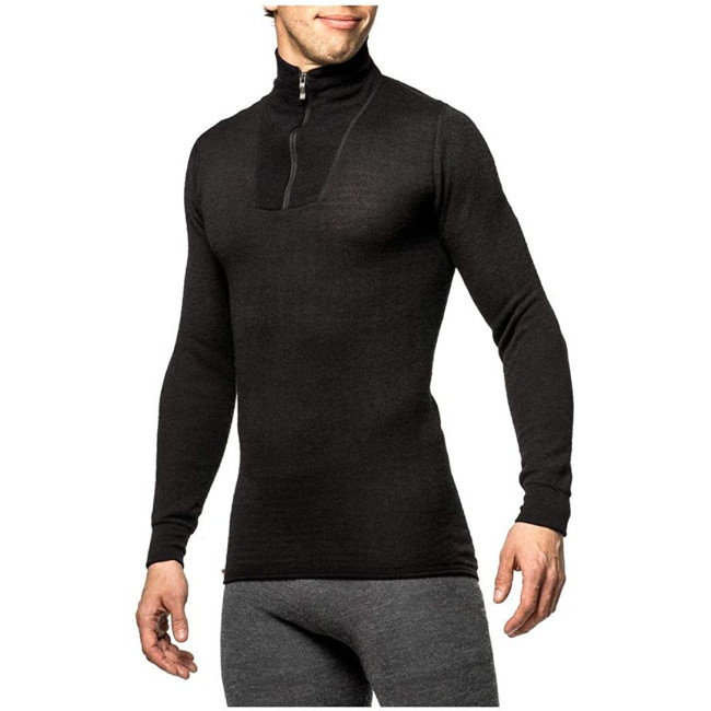 T-shirt z długimi rękawami na zamek Turtleneck Czarny - Woolpower