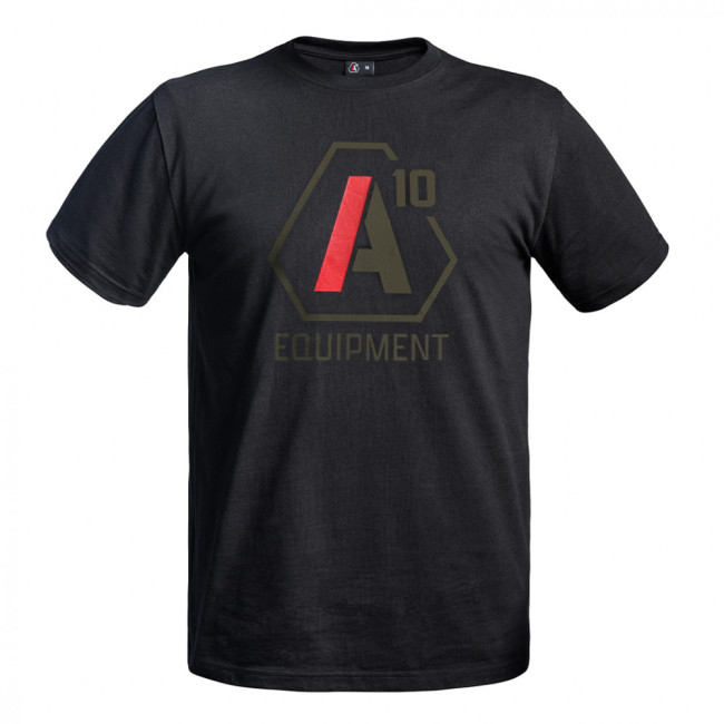 T-shirt Strong A10 noir logos vert olive / rouge - A10 Equipment