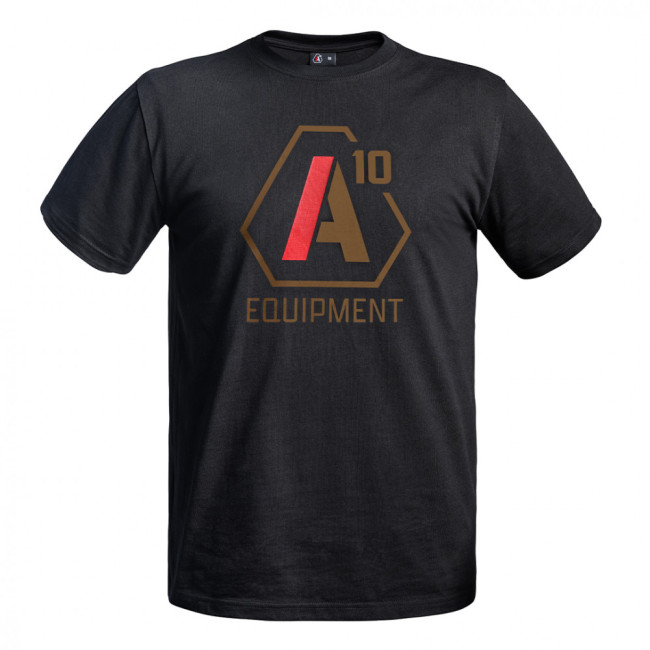 T-shirt Strong A10 zwart logo's tan / rood - A10 Equipment