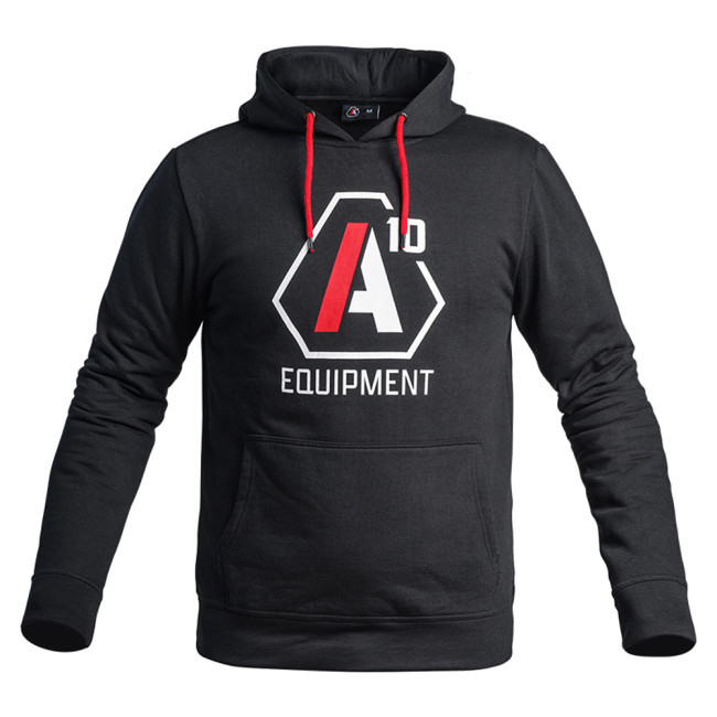 Hoodie A10 noir logos blanc / rouge - A10 Equipment